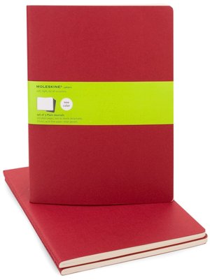 Moleskine Cahier Red Extra Large Plain Journal, Set of 3