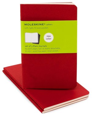 Moleskine Cahier Red Pocket Plain Journal, Set of 3