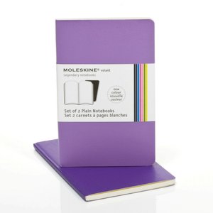 Moleskine Volant Pocket Plain Notebook, Violet Set of 2