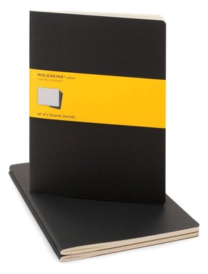 Moleskine Cahier Black Extra Large Squared Journal, Set of 3