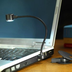 Black Soft-Touch 2 LED USB Flex-Neck Clip-On Reading Light