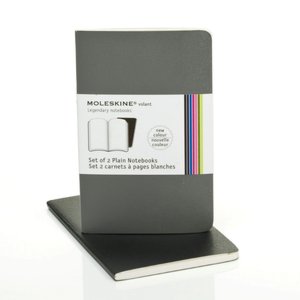 Moleskine Volant Pocket Plain Notebook, Slate/Gray Set of 2
