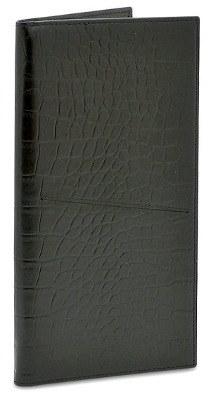Black Crocodile Embossed Leather Travel Wallet