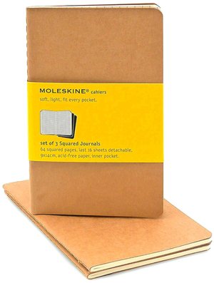 Moleskine Cahier Kraft Pocket Squared Journal, Set of 3