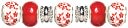 Trinkettes Glass & Metal Beads 7/Pkg-Red Flowers by Cousin: Product Image