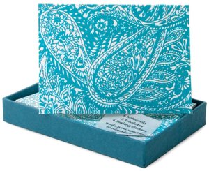 Teal Paisley Notecard- Set of 6 (3.5