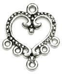 Precious Accents Silver Plated Metal Beads & Findings-20mm Heart Earring W/5 Holes 8/Pkg by Cousin: Product Image