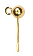 Gold Elegance 14k Gold Plated Beads & Findings-Post With 4mm Ball 4/Pkg by Cousin: Product Image