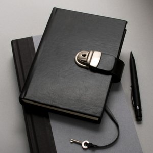 The Secret Diary (Black Genuine Leather with Key)