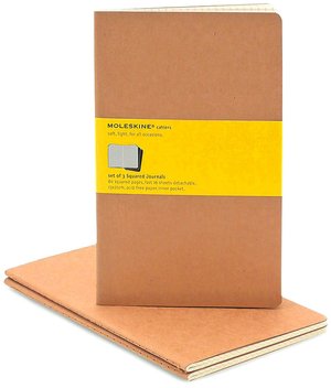 Moleskine Cahier Kraft Large Squared Journal, Set of 3