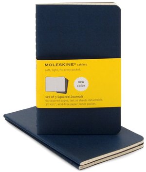 Moleskine Cahier Navy Blue Pocket Squared Journal, Set of 3