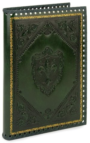 Embossed Fleur De Lis Green Italian Leather Journal (9