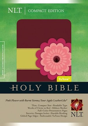 NLT Compact Edition Holy Bible (TuTone Leatherlike Pink Flower with Burnt Sienna/Sour Apple)
