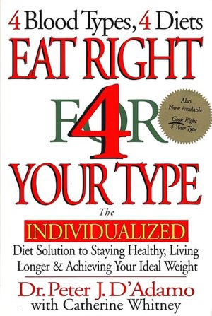 Eat Right and Cook Right 4 Your Type : The Customized Diet and Cookbook That Will Shed Pounds, Improve Your Health and Increase Longevity Peter J. D'Adamo