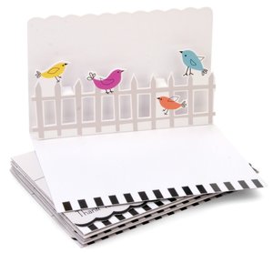 Pop-Up Boxed Notes birds on Fence Set of 8