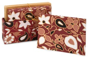 Burgundy & Gold Botanical Notecards in Box- 3x5 Set of 10