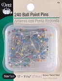Color Ball Point Pins-Size 17 240/Pkg by Dritz: Product Image
