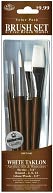 Brush Set Value Pack White Taklon 5/Pkg-Stroke 2/4", Round 2,8,12, Glz/Wsh 1/2" by Royal Brush: Product Image