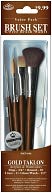 Brush Set Value Pack Gold Taklon 4/Pkg-Mop 3/4" Rnd 10 Liner 2 Glaze/Wash 1/2" by Royal Brush: Product Image