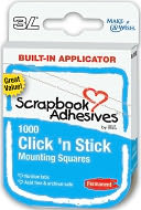 Click 'n Stick Permanent Mounting Squares 1000/Pkg-White .5"X.5" by 3L: Product Image