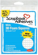 3D Permanent Foam Squares 308/Pkg-White .25"X.25" by 3L: Product Image