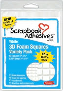 3D Permanent Foam Squares Variety Pack 217/Pkg-White - (63) .5"X.5" & (154) .25"X.25" by 3L: Product Image