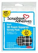 3D Permanent Foam Squares Variety Pack 217/Pkg-Black - (63) .5"X.5" & (154) .25"X.25" by 3L: Product Image