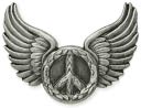 Antique Silver Concho 1-1/4"-Winged Peace Sign by Leather Factory: Product Image