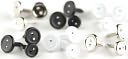 Button Brads Value Pack 180/Pkg-Black, White & Silver by Making Memories: Product Image