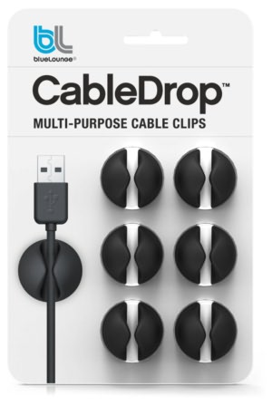 Bluelounge CableDrop Multi-Purpose Cable Clip - Black
