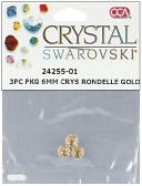 Swarovski Crystal Spacer Beads Rondelle 6mm 3/Pkg-Gold by Cousin: Product Image