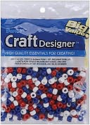 Pony Beads 6x9mm 720/Pkg-Red/White/Blue by Darice: Product Image