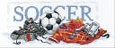 Soccer Counted Cross Stitch Kit-16"X7" 14 Count by Janlynn: Product Image