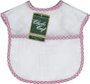 Quilted Baby Bibs 9"X9"-White With Pink/White Polka Dot Trim by DMC: Product Image