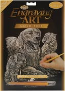 Gold Foil Engraving Art Kit 8"X10"-Golden Retriever & Puppies by Royal Brush: Product Image