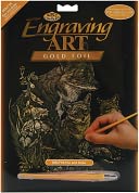 Gold Foil Engraving Art Kit 8"X10"-Fox & Cubs by Royal Brush: Product Image