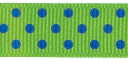 Clear Confetti Dots Ribbon 5/8" 3 Yards-Green/Royal Blue by Offray: Product Image