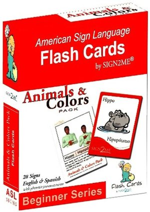 Sign2Me-ASL Flashcards: Beginners Series-Animals & Colors (incl. ASL+English + Spanish)
