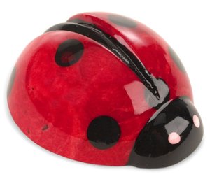 Red Ladybug Alabaster Small Paperweight-(2.5