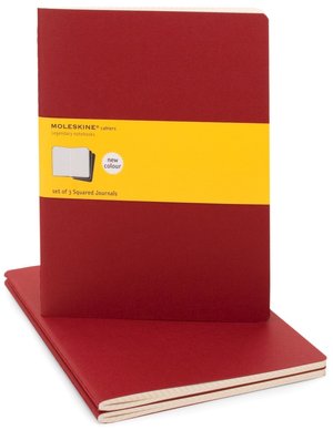 Moleskine Cahier Red Extra Large Squared Journal, Set of 3