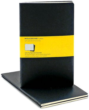 Moleskine Cahier Black Large Squared Journal, Set of 3
