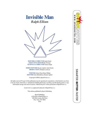 Invisible Man SparkNotes Literature Guide pdf Invisible Man SparkNotes Literature Guide cover