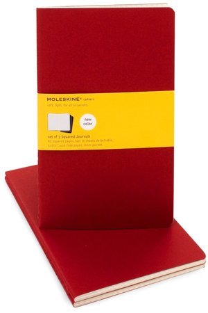 Moleskine Cahier Red Large Squared Journal, Set of 3