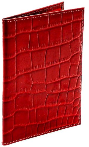 Red Crocodile Embossed Leather Passport Holder
