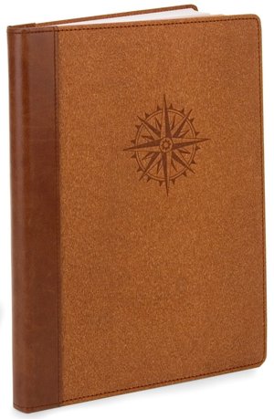 Tan Wood Grain Compass Rose Lined Journal (7x9)