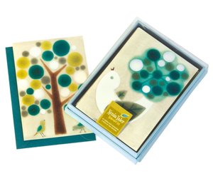 Xenia Trees with Birds Blue Notecards -Set of 10