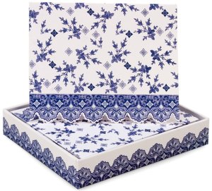 Vintage Blue & Ivory Lace Note Card Set of 8