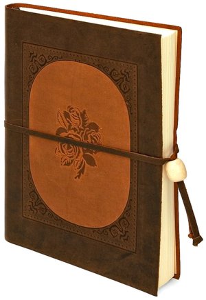 Inlay Rose Brown Italian Leather Journal with Tie