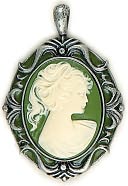 Blue Moon Lost & Found Pendants-Cameo-Sage/Ant.Slv 1pc (68mmx48mm) by Blue Moon Beads: Product Image