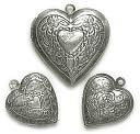 Blue Moon Lost & Found Metal Charms-Heart Lockets Antique Silver 3/Pkg by Blue Moon Beads: Product Image